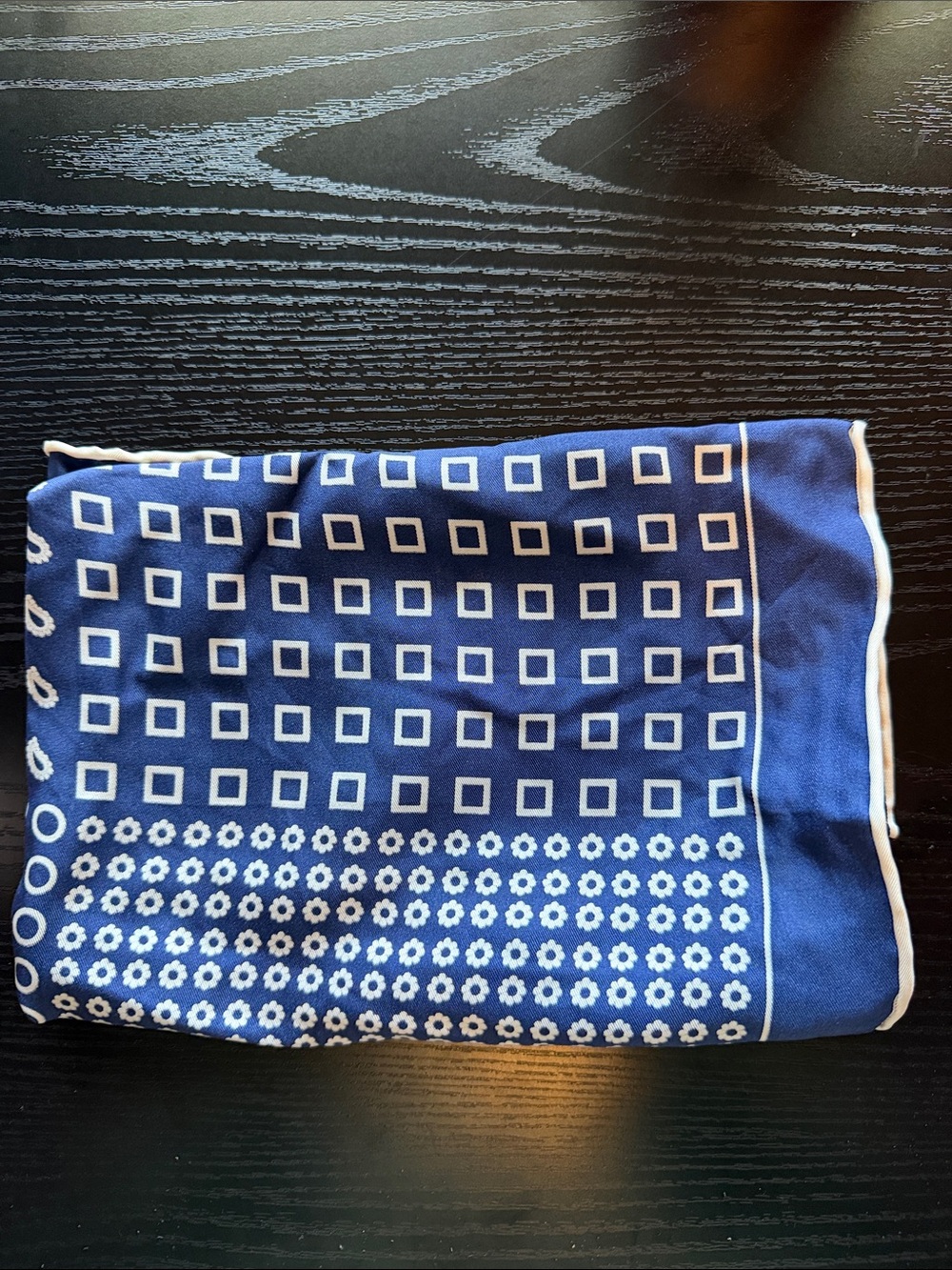 Classic Navy Blue Geometric Pocket Square - Timeless Men's Accessory